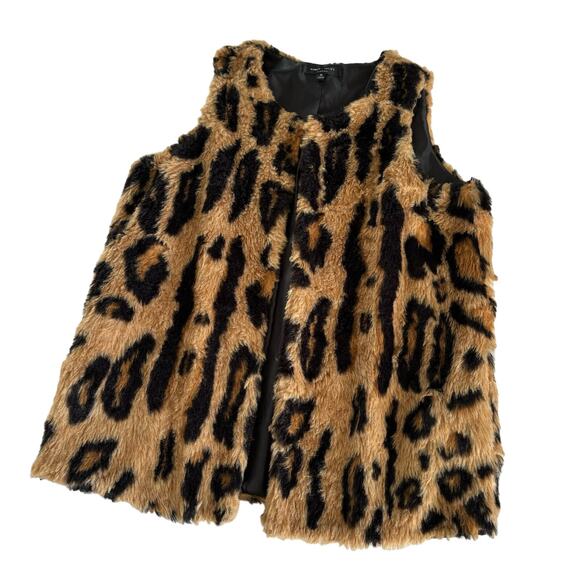 Romeo & Juliet Couture Y2K Faux Leopard Print Mob Wife Fur Vest Size Medium - Picture 1 of 6